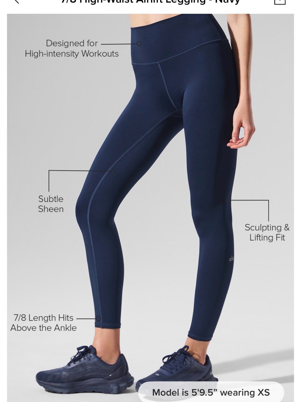 ALO Yoga Navy High-Rise Sculpting 7/8 Leggings XS